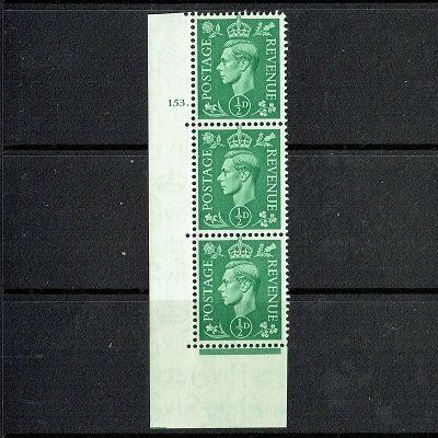 GB KING GEORGE VI 1937, ½d GREEN Cylinder 153(Dot), Mi198X, SG462, MNH