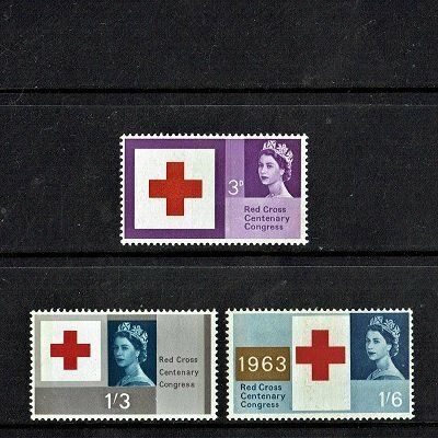 GB QUEEN ELIZABETH II 1963, RED CROSS CENT.CONGRESS SET with PHOSPHOR, Mi362Y-364Y, SG642-644, MNH
