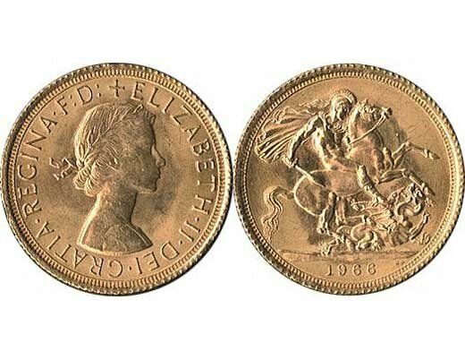GB QUEEN ELIZABETH II 1966 FULL SOVEREIGN COIN GB QUEEN ELIZABETH II 1966 FULL SOVEREIGN COIN