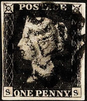 GB QUEEN VICTORIA 1840, 1d BLACK PENNY Pl.10, S-S, Sg.1, Mi.1, USED/ FU
