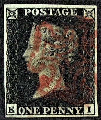GB QUEEN VICTORIA 1840, 1d BLACK PENNY, 4 MARGIN, E-I, MALTESE CROSS