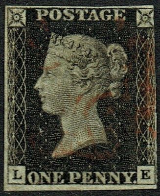 GB QUEEN VICTORIA 1840, 1d PENNY BLACK, SG1,  L-E, MALTESE CROSS