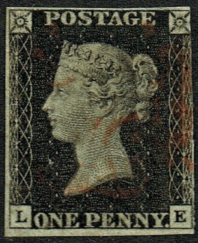 GB QUEEN VICTORIA 1840, 1d PENNY BLACK, SG1,  L-E, MALTESE CROSS
