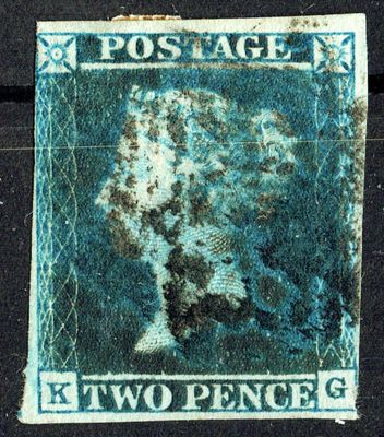 GB QUEEN VICTORIA 1840, 2d DEEP BLUE, Sg.4, Mi.2, 3¾ MARGIN, K-G, Used
