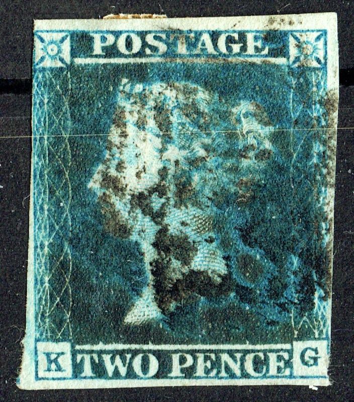 GB QUEEN VICTORIA 1840, 2d DEEP BLUE, Sg.4, Mi.2, 3¾ MARGIN, K-G, Used