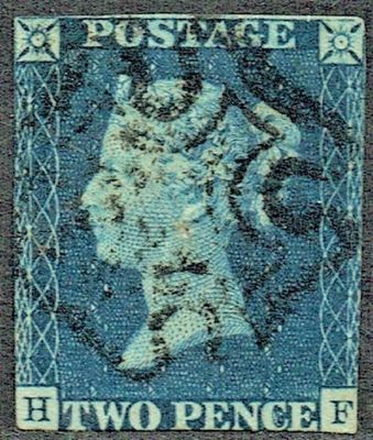 GB QUEEN VICTORIA 1840, 2d DEEP BLUE, Sg.4, Mi.2, H-F, Used