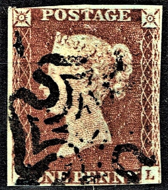 GB QUEEN VICTORIA 1841, 1d DARK BROWN, 4 MARGIN, SG8, K-L, MALTESE CROSS No.11,  Used