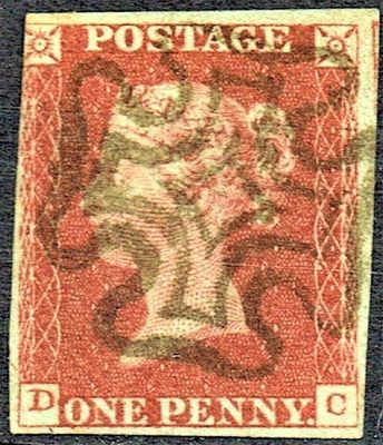 GB QUEEN VICTORIA 1841, 1d ORANGE-BROWN, Pl.5, D-C, 3¾ MARGIN, Used