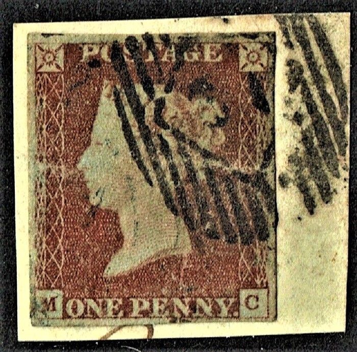 GB QUEEN VICTORIA 1841, 1d RED-BROWN SG9, M-C, 4 MARGIN, ERRORS, Used