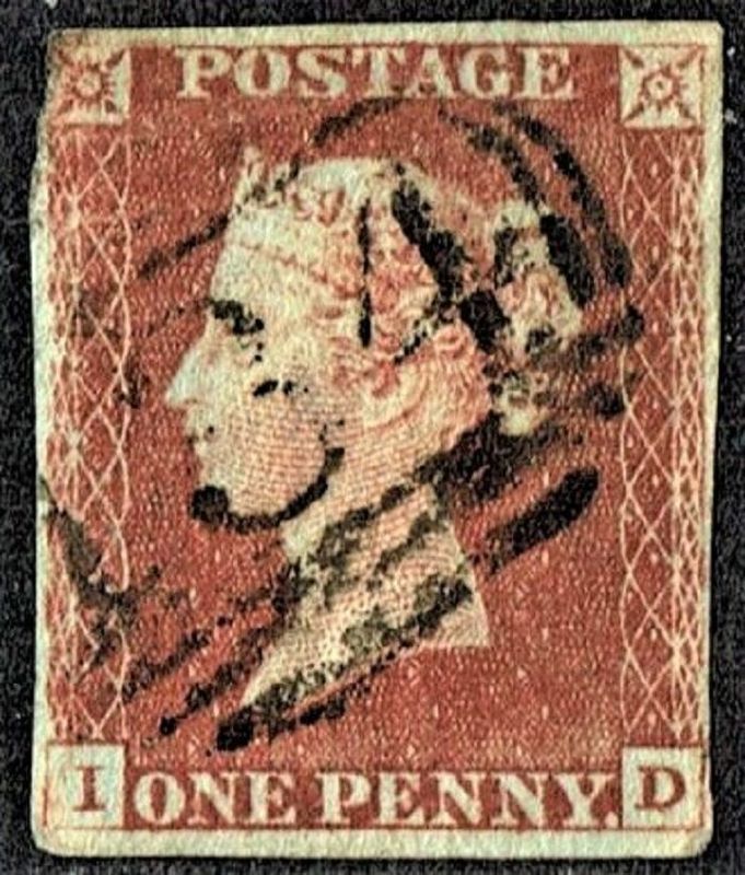GB QUEEN VICTORIA 1841, 1d RED-BROWN, GB12, Pl.26, I-D, 4 MARGIN, Used