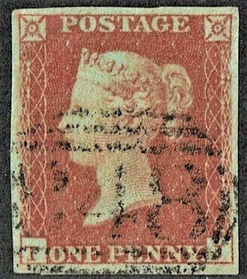 GB QUEEN VICTORIA 1841, 1d RED-BROWN, SG10, Pl.8, T-J, 4 MARGIN, CDS B48, FU/VFU GB QUEEN VICTORIA 1841, 1d RED-BROWN, SG10, Pl.8, T-J, 4 MARGIN, CDS B48, FU/VFU