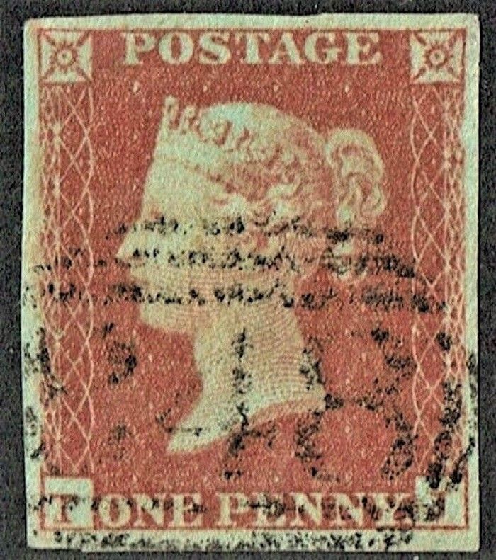 GB QUEEN VICTORIA 1841, 1d RED-BROWN, SG10, Pl.8, T-J, 4 MARGIN, CDS B48, FU/VFU