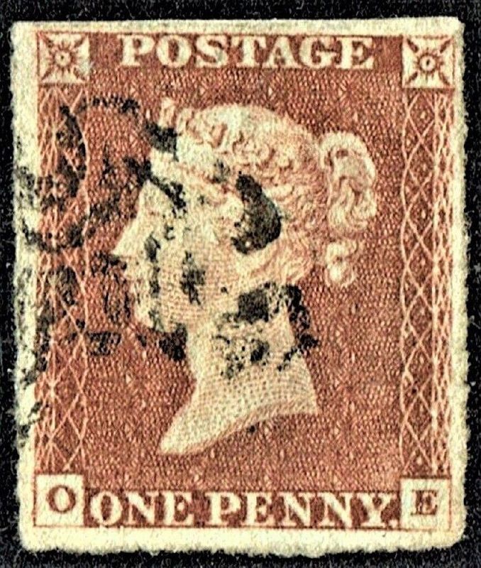 GB QUEEN VICTORIA 1841, 1d RED-BROWN, SG9, O-E, 4 MARGIN, MALTESE CROSS, Used