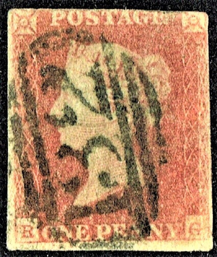 GB QUEEN VICTORIA 1841, 1d RED-BROWN, SG9, R-G, 3¾ MARGIN, Used