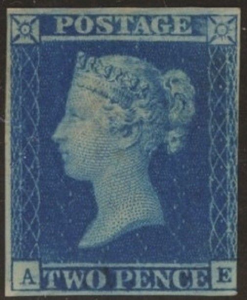 GB QUEEN VICTORIA 1841, 2d BLUE, Sg.14, A-E, 3¾ MARGIN, MNH