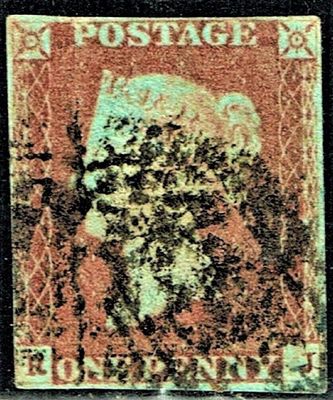 GB QUEEN VICTORIA 1841, ERROR, 1d RED-BROWN, SG7, Pl.8, R-J, 4 MARGIN, Used GB QUEEN VICTORIA 1841, ERROR, 1d RED-BROWN, SG7, Pl.8, R-J, 4 MARGIN, Used