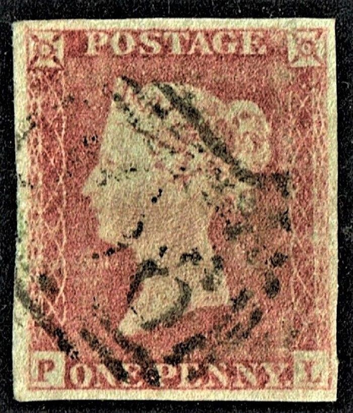 GB QUEEN VICTORIA 1841, ERRORS, 1d RED-BROWN, SG9, Pl.6, P-L, 4 MARGIN, Used