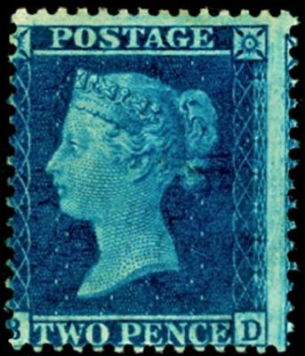 GB QUEEN VICTORIA 1855, 2d BLUE, Pl.5, Sg.34, B-D, MNH/Mint