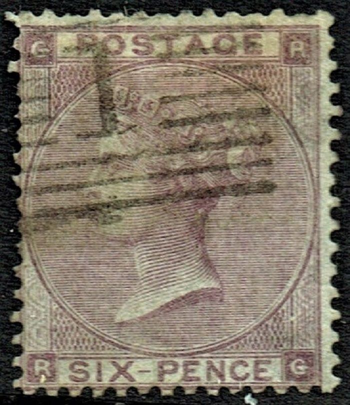 GB QUEEN VICTORIA 1862, 6d DEEP LILAC,  SG 83, Mi.20, G-R/R-G, HYPHEN, USED