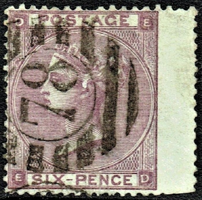 GB QUEEN VICTORIA 1862-1864, 6d LILAC, SG 84, Mi.20Ib, HYPHEN, HAIR LINES, D-E/E-D, USED