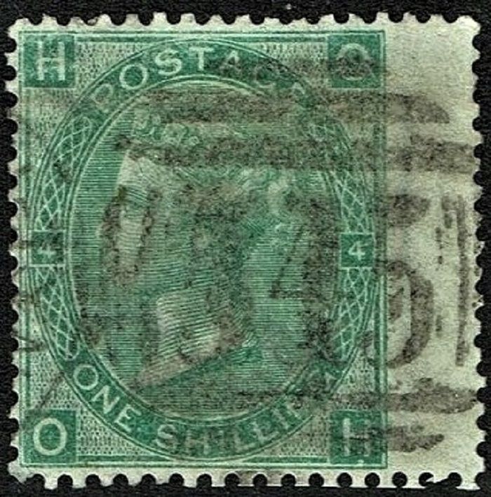 GB QUEEN VICTORIA 1865, 1s GREEN, SG 101, Pl.4, Mi.27, H-O/O-H, USED