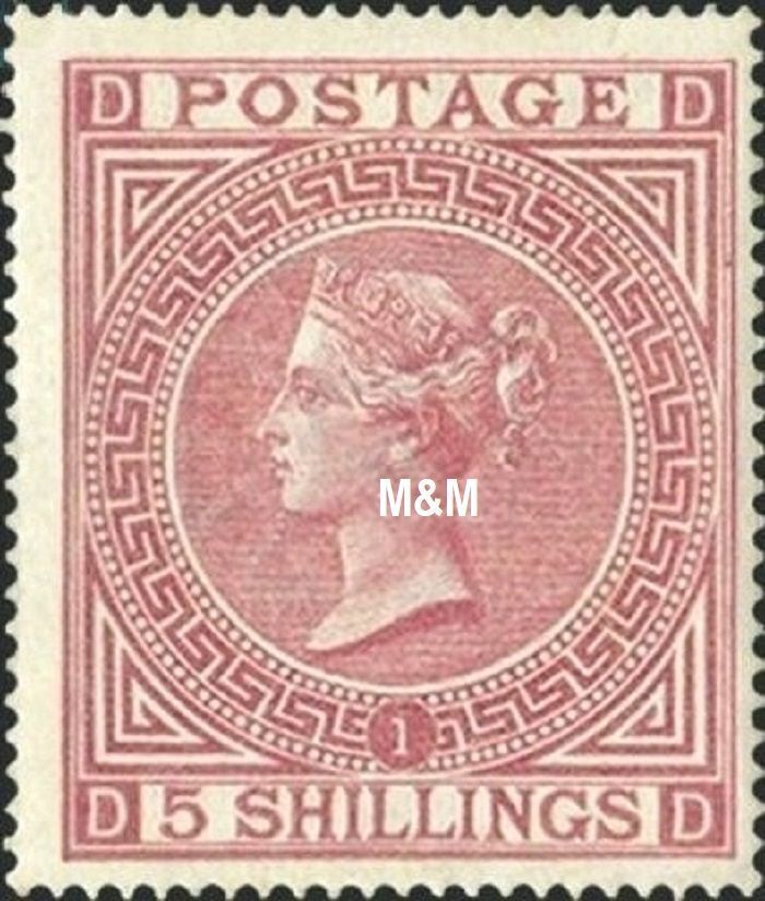 GB QUEEN VICTORIA 1867, 5s ROSE, Pl.1, ERRORS, SG 127, Mi.35, D-D/D-D, MNH