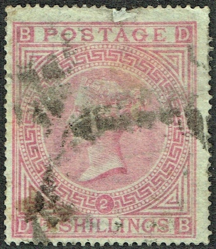 GB QUEEN VICTORIA 1867, 5s ROSE, Pl.2, SG 126, Mi.35, B-D/D-B, USED