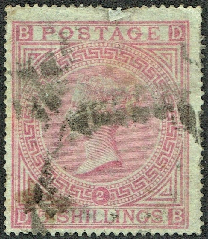 GB QUEEN VICTORIA 1867, 5s ROSE, Pl.2, SG 126, Mi.35, B-D/D-B, USED