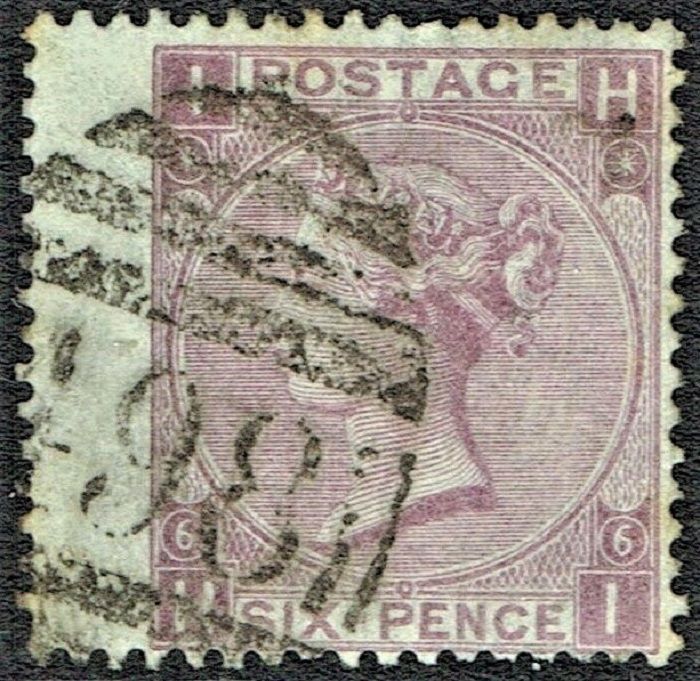 GB QUEEN VICTORIA 1867, 6d DEEP LILAC, Mi.29, SG105, Hyphen Pl.6, I-H/H-I, USED