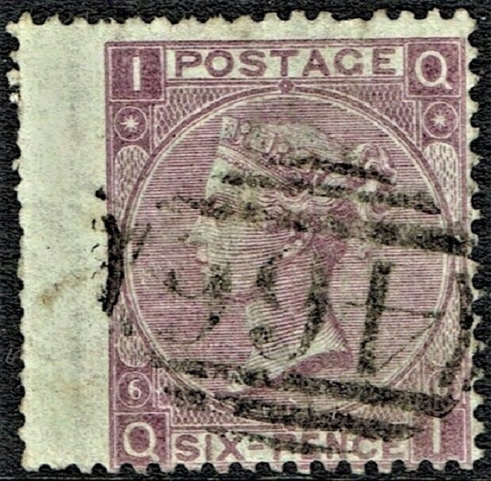 GB QUEEN VICTORIA 1867, 6d DEEP LILAC, Mi.29, SG105, I-Q/Q-I, Pl.6, Hyphen, Used