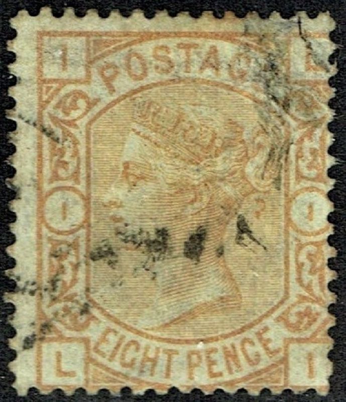 GB QUEEN VICTORIA 1876, 8d ORANGE Mi.45, SG156, I-L/L-I, Pl.1, Used