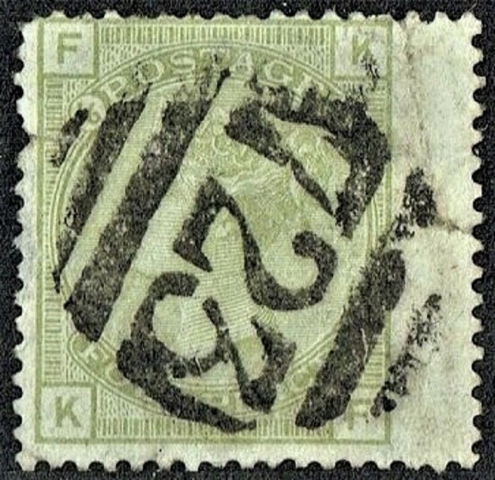 GB QUEEN VICTORIA 1877, 4d SAGE GREEN Mi.46, SG153, F-K/K-F, Pl.16, Used-Damaged
