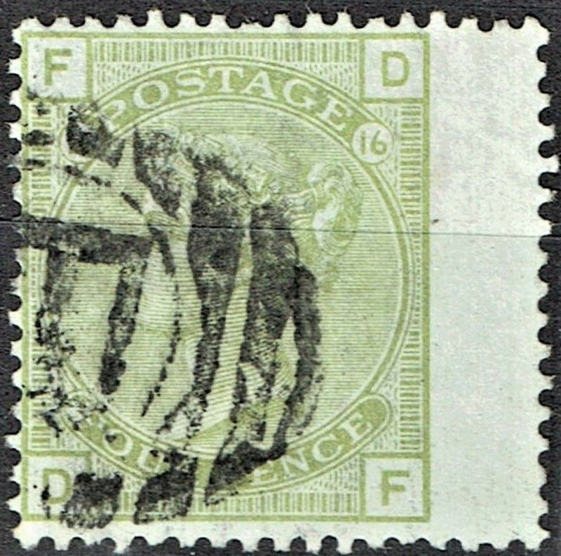 GB QUEEN VICTORIA 1877, 4d SAGE GREEN Pl.16, SG 153, Mi.48, F-D/D-F, USED/FU