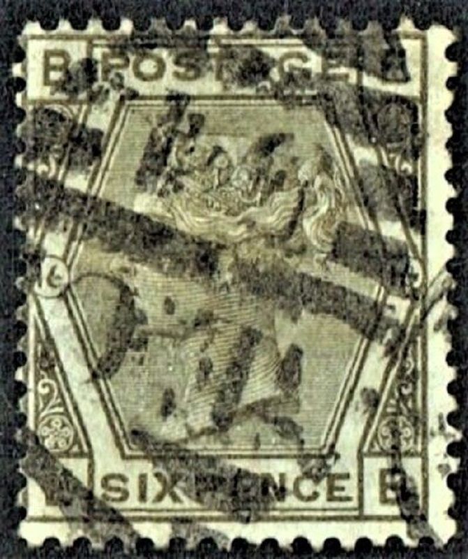GB QUEEN VICTORIA 1878, 6d DEEP GREY, Mi.44, SG147, Pl.16, B-E/E-B, Used