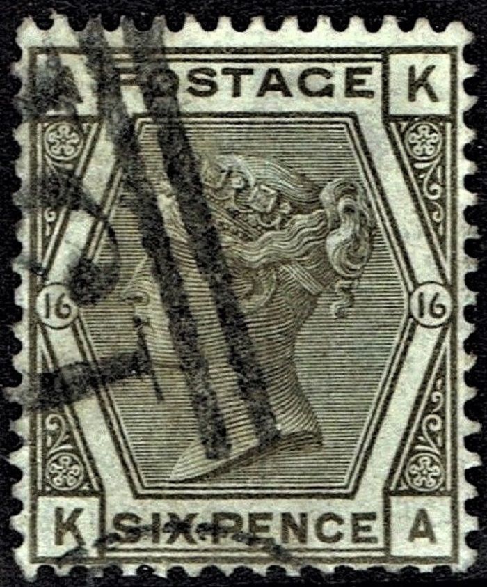 GB QUEEN VICTORIA 1878, 6d GREY, SG 147, Mi.44, A-K/K-A, USED/ FU