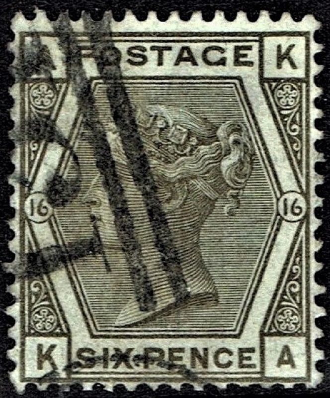 GB QUEEN VICTORIA 1878, 6d GREY, SG 147, Mi.44, A-K/K-A, USED/ FU