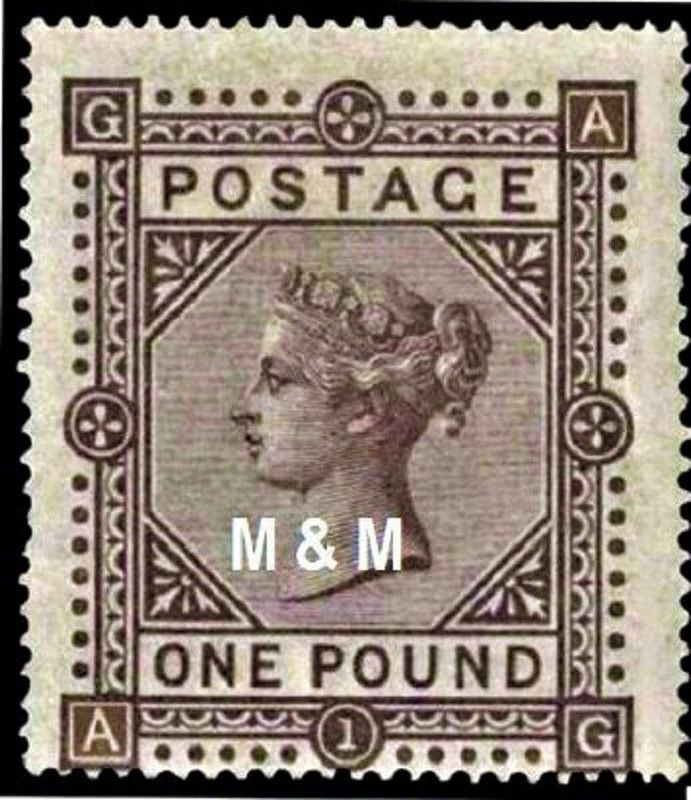 GB QUEEN VICTORIA 1878, £1 BROWN-LILAC, Pl.1, SG 129, Mi.50, G-A/A-G, MNH