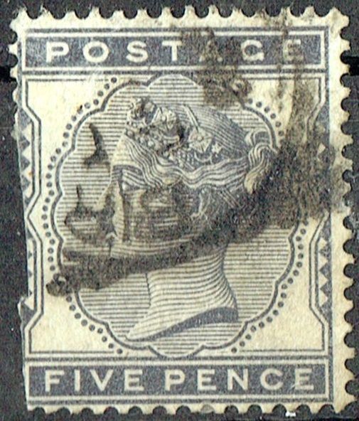 GB QUEEN VICTORIA 1881, 5d INDIGO, Mi.62, SG169, USED, DAMAGED