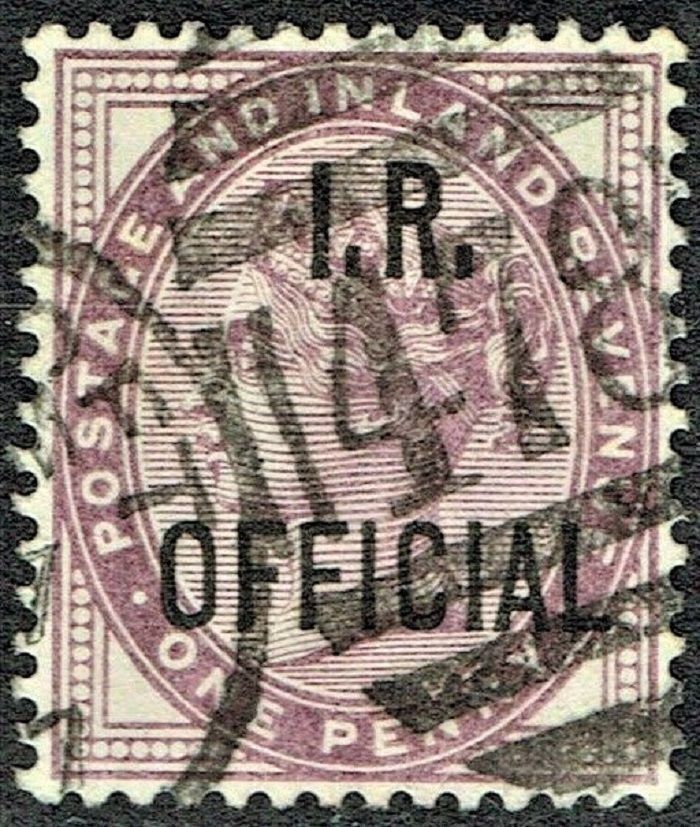 GB QUEEN VICTORIA 1882, 1d LILAC, I.R. OFFICIAL, Sg.O3. Mi.D40a, Used