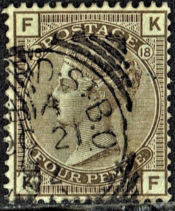 GB QUEEN VICTORIA 1882, 4d GREY-BROWN, Mi.84, Sg160 F-K/K-F, Used/ FU