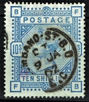 GB QUEEN VICTORIA 1883, 10s ULTRAMARINE, Mi84x, SG183, Used/FU