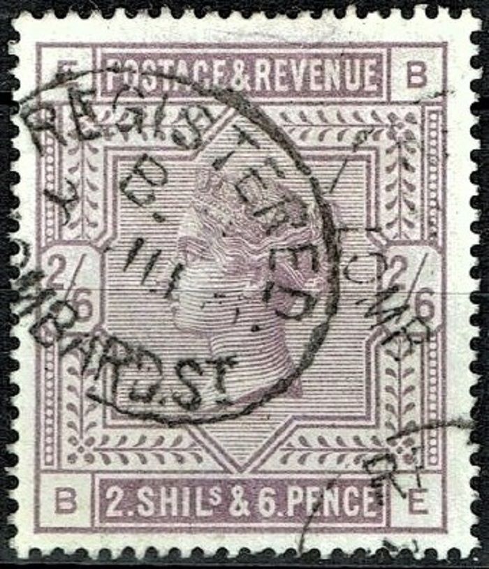 GB QUEEN VICTORIA 1884, 2'6s LILAC, Mi.82ax, Sg178, Used E-B/B-E