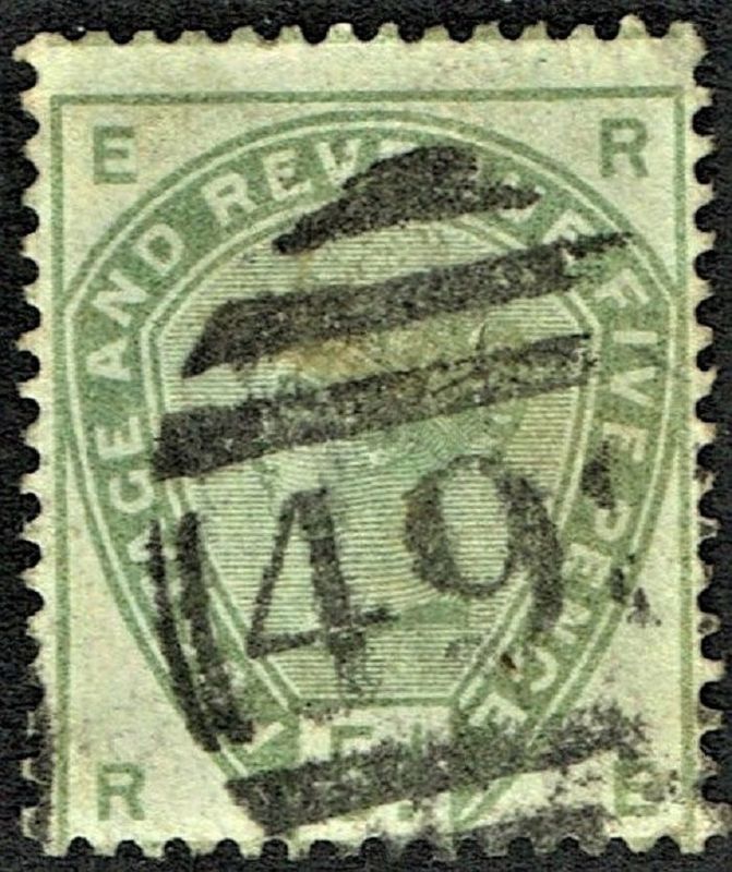 GB QUEEN VICTORIA 1884, 5d DULL GREEN Mi.78, Sg193, E-R/R-E, Used