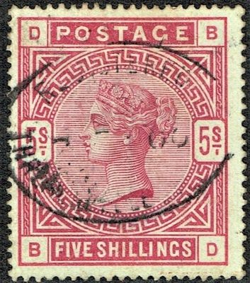 GB QUEEN VICTORIA 1884, 5s ROSE, SG180 Mi.83ax, D-B/B-D, Used/ Fine Used GB QUEEN VICTORIA 1884, 5s ROSE, SG180 Mi.83ax, D-B/B-D, Used/ Fine Used
