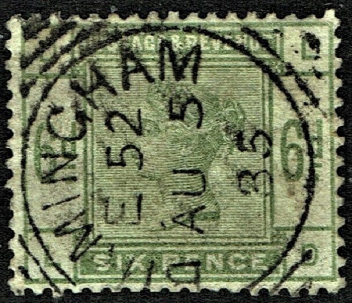 GB QUEEN VICTORIA 1884, 6d DULL GREEN Mi.79, Sg194,  D-L/L-D Used/ Fine Used