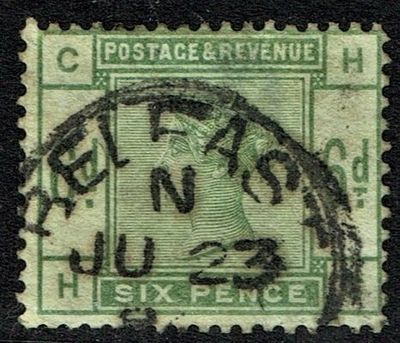 GB QUEEN VICTORIA 1884, Cat.£420.00, 6d DULL GREEN, Mi.79, SG194, Used/FU GB QUEEN VICTORIA 1884, Cat.£420.00, 6d DULL GREEN, Mi.79, SG194, Used/FU