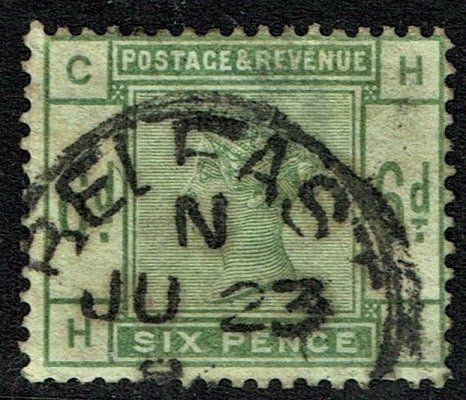GB QUEEN VICTORIA 1884, Cat.£420.00, 6d DULL GREEN, Mi.79, SG194,  Used/FU