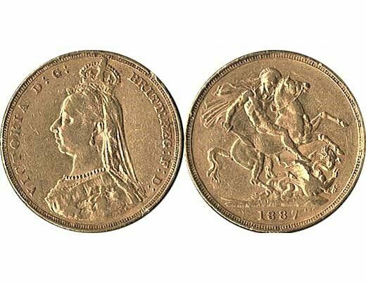 GB QUEEN VICTORIA 1887 FULL SOVEREIGN COIN