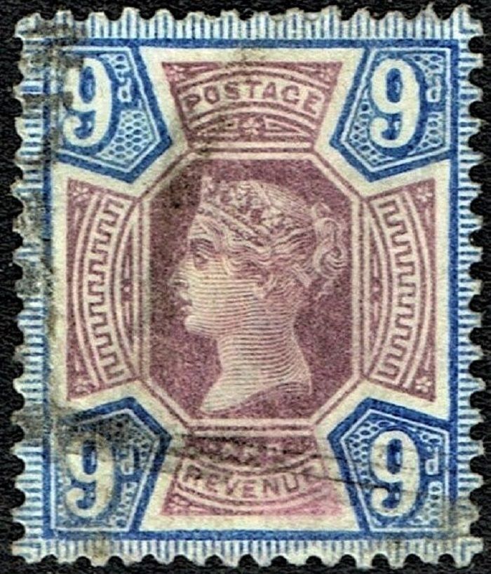 GB QUEEN VICTORIA 1887, 9d DULL PURPLE & BLUE, Mi95, SG209, Used