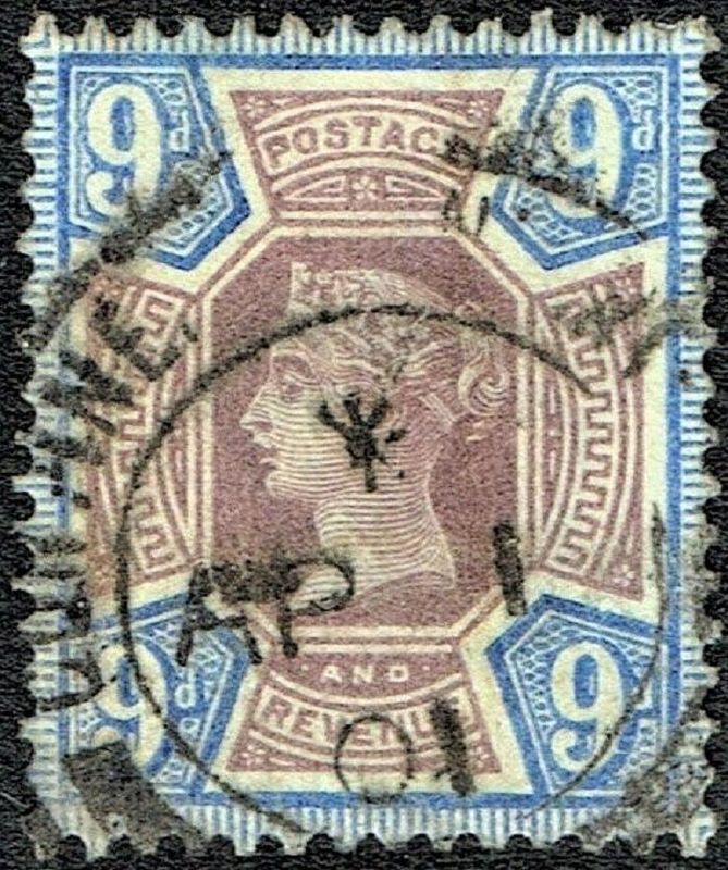 GB QUEEN VICTORIA 1887, 9d DULL PURPLE & BLUE, Mi95, Sg209, Used
